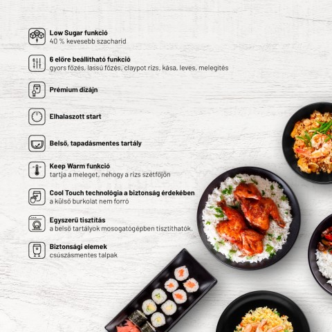 Lauben Low Sugar Rice Cooker 1500AT - Rizsfőző Antracit